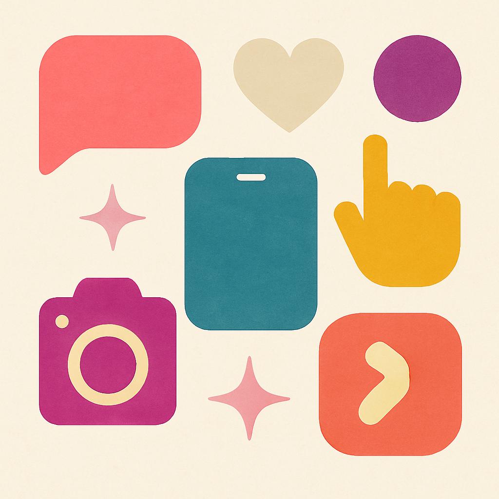 Vibrant Illustration with Social Media Icons and Digital Communication Motifs